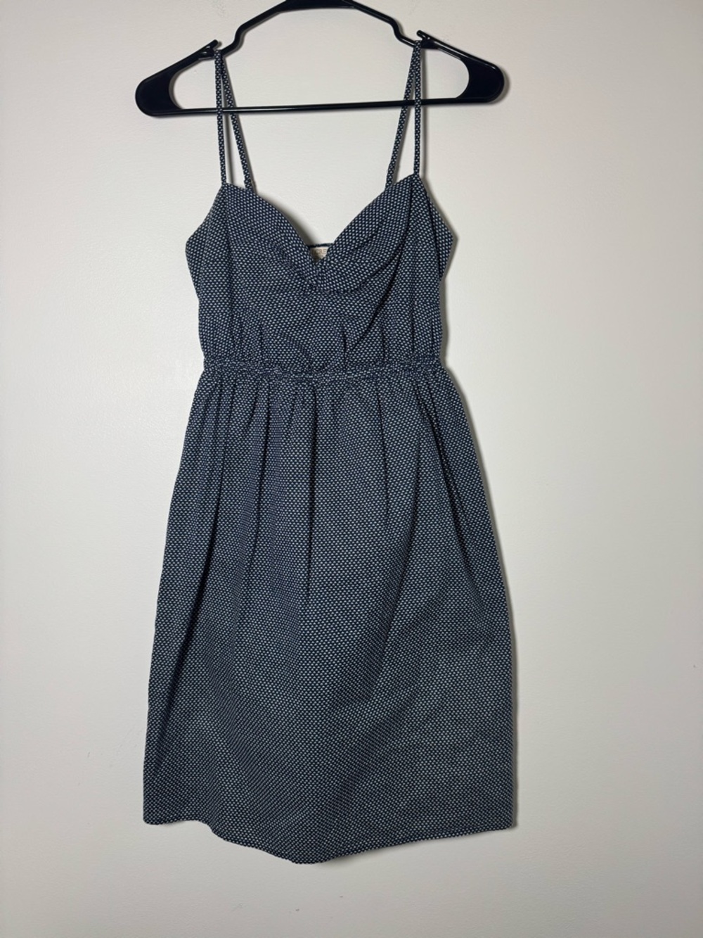J.Crew Navy Print Mini Dress Spaghetti Strap Fit & Flare Size 2